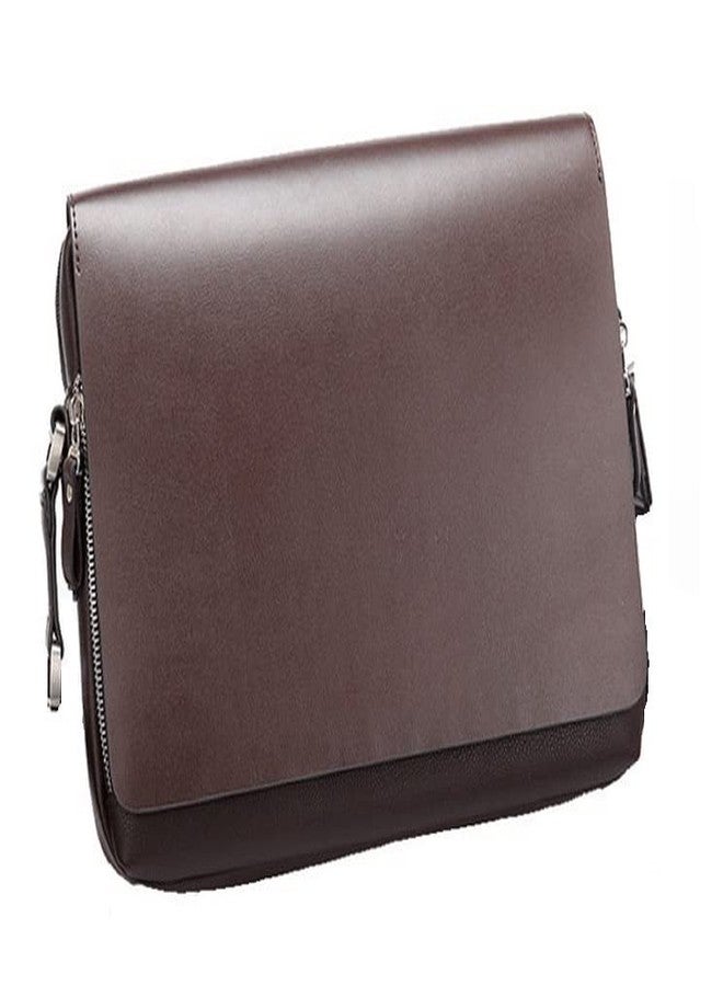 BROGBUS PU Leather Soft Handle Business Cross Body Bag for Men and Women Dark Brown - Image 1